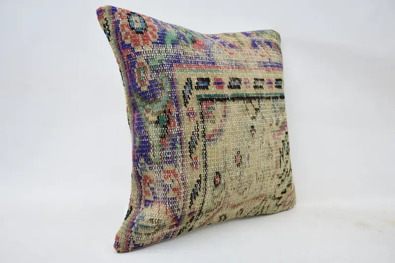 Antique Pillows, Pillow for Sofa, 18x18 Beige Cushion Cover, Oriental Pillow Sham, Pillow, Kilim Cushion Sham, Outdoor Bolster Cushion Cover - 2
