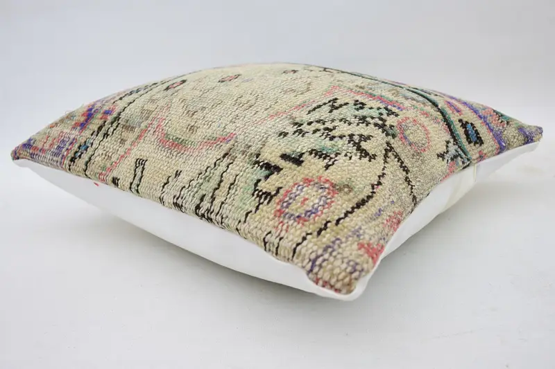Antique Pillows, Pillow for Sofa, 18x18 Beige Cushion Cover, Oriental Pillow Sham, Pillow, Kilim Cushion Sham, Outdoor Bolster Cushion Cover - 6