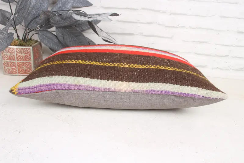 12x20 Brown Pillow Cover, Nomadic Pillow Cover, Pillow Case, Boho Pillow Sham Cover, Boho Pillow, Handmade Kilim Cushion - 5
