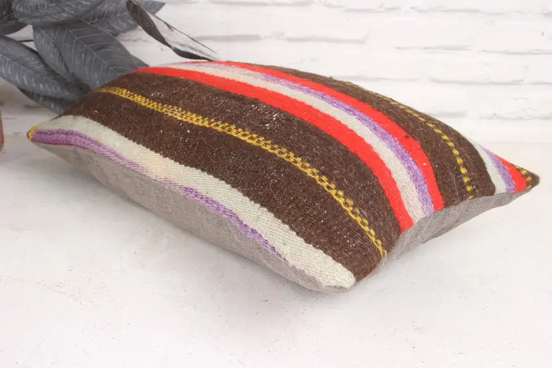 12x20 Brown Pillow Cover, Nomadic Pillow Cover, Pillow Case, Boho Pillow Sham Cover, Boho Pillow, Handmade Kilim Cushion - 6