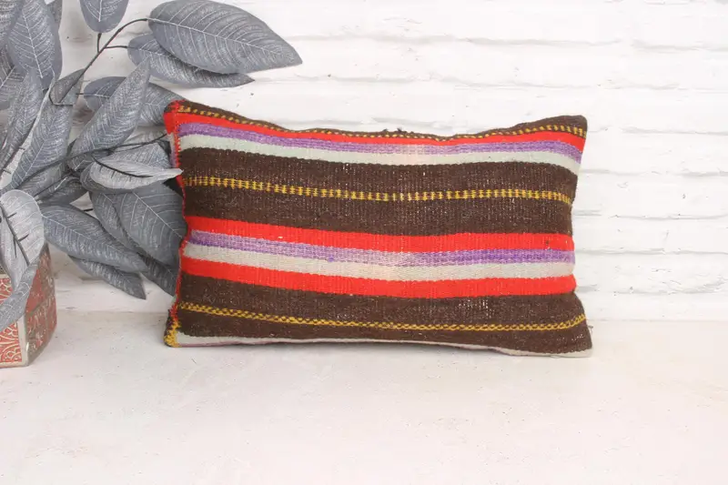 12x20 Brown Pillow Cover, Nomadic Pillow Cover, Pillow Case, Boho Pillow Sham Cover, Boho Pillow, Handmade Kilim Cushion - 1