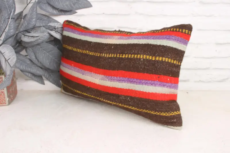 12x20 Brown Pillow Cover, Nomadic Pillow Cover, Pillow Case, Boho Pillow Sham Cover, Boho Pillow, Handmade Kilim Cushion - 4