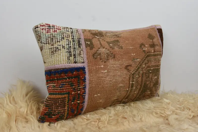 Turkish Pillow, Outdoor Bolster Cushion Case, Neutral Pillow Sham, Antique Pillows, 12x20 Brown Cushion, Pillow Case, Kilim Pillow, Ikat Pillow - 8