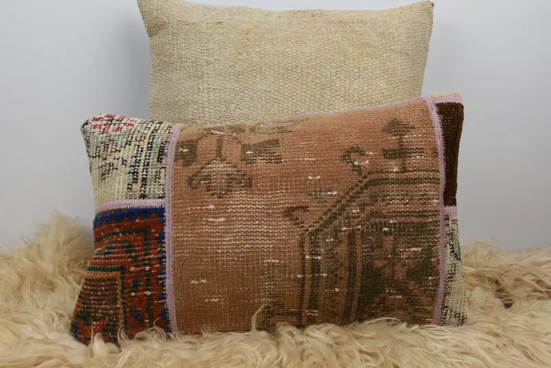 Turkish Pillow, Outdoor Bolster Cushion Case, Neutral Pillow Sham, Antique Pillows, 12x20 Brown Cushion, Pillow Case, Kilim Pillow, Ikat Pillow - 6