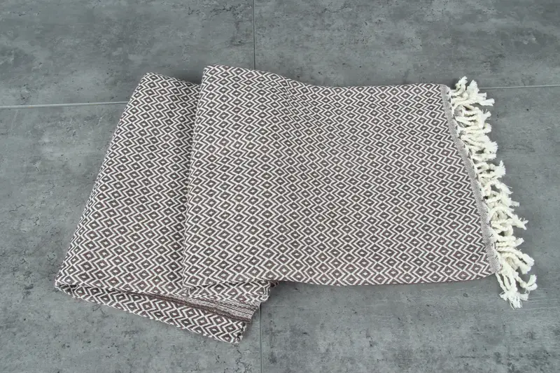 Valentines Day Gift For Him, Lightweight towel, Guest Towel, Handmade Turkish hammam towel, Peshtemal Towel, Custom Gift, 70x40 Cotton Diamond Towel - 5