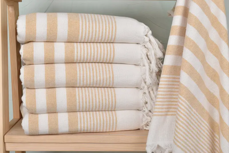 Bridal Shower Gift Mustard Terry Towel, Striped, 40x67 Inches