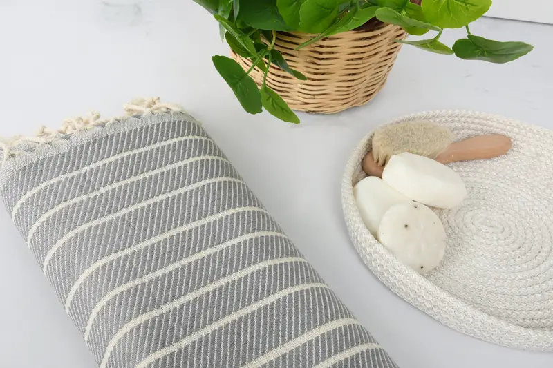 Valentines Gift, Summer Towel, Wedding Anniversary Gift, 70x40 Bamboo Herringbone Towel, Beach towel, Personalized Gift, Bachelorette Party Favors - 6