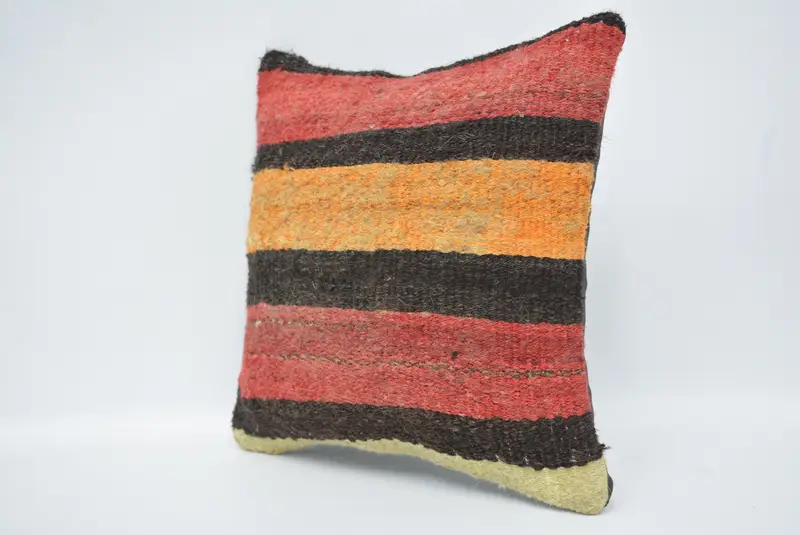 Red & Yellow Embroidered Pillow, 12x12 Inches Decorative Pillow - 4