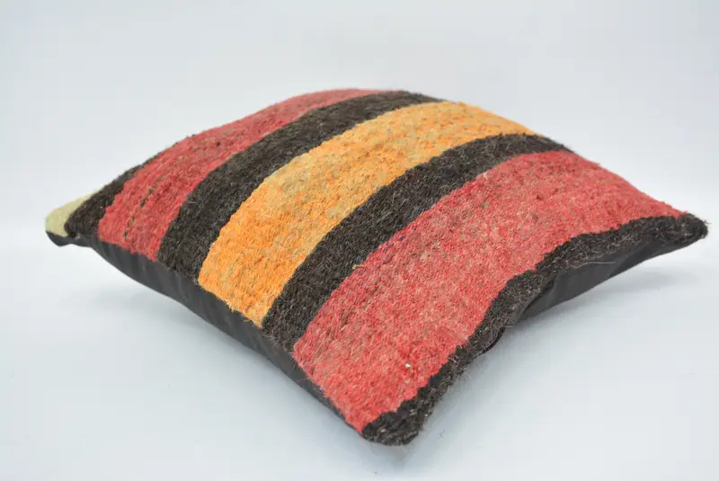 Red & Yellow Embroidered Pillow, 12x12 Inches Decorative Pillow - 6
