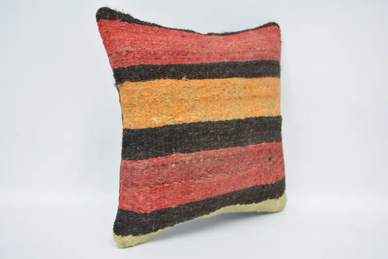 Red & Yellow Embroidered Pillow, 12x12 Inches Decorative Pillow - 3