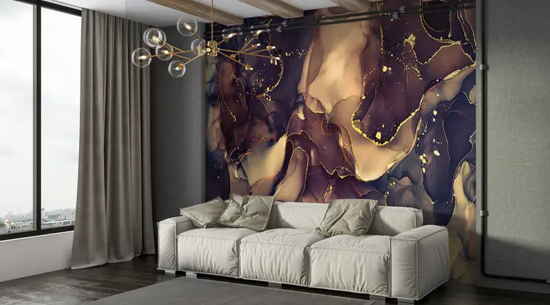 Paper Wall Art, Bright Wall Paper, Brown Marble Wall Paper, Modern Wall Paper, Brown And Gold Marble, Shimmery Wall Decor, - 3