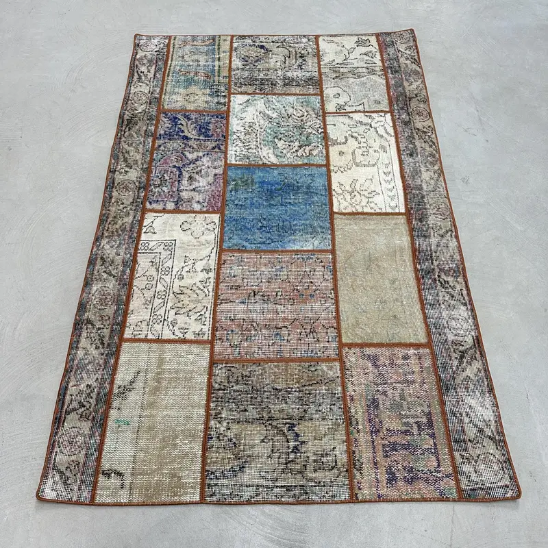 Green & Blue Polka Dot Rug, 3,6x5,5 ft Chic Decor