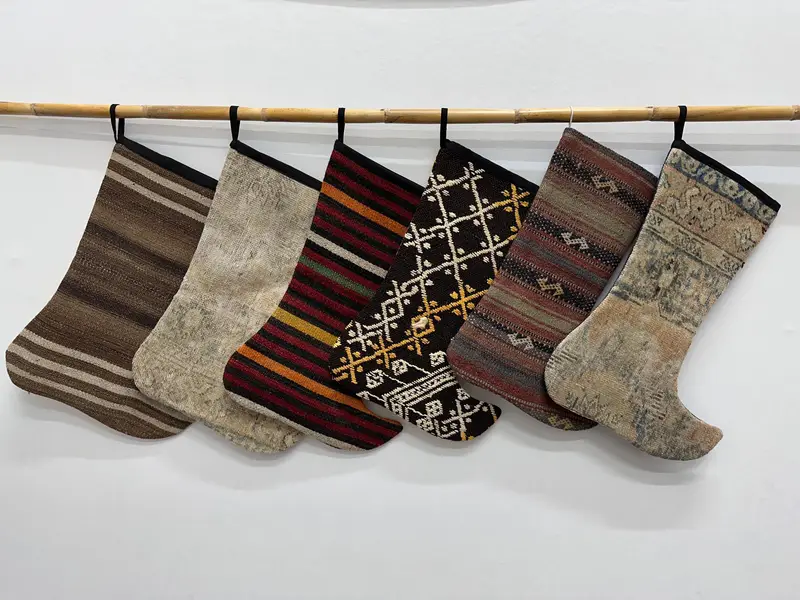 8-inch Christmas Ornaments Pattern Stocking, Unique Holiday Stocking