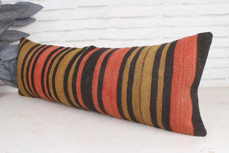 Pillow, Shabby Chic Pillow, Bed Pillow, Indoor Cushion, Vintage Pillow, 12x36 Brown Pillow, Vintage Kilim Pillow, Gift Pillow - 4