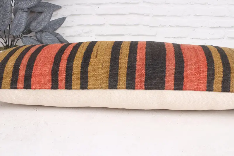 Pillow, Shabby Chic Pillow, Bed Pillow, Indoor Cushion, Vintage Pillow, 12x36 Brown Pillow, Vintage Kilim Pillow, Gift Pillow - 5