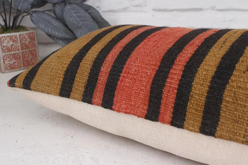 Pillow, Shabby Chic Pillow, Bed Pillow, Indoor Cushion, Vintage Pillow, 12x36 Brown Pillow, Vintage Kilim Pillow, Gift Pillow - 6