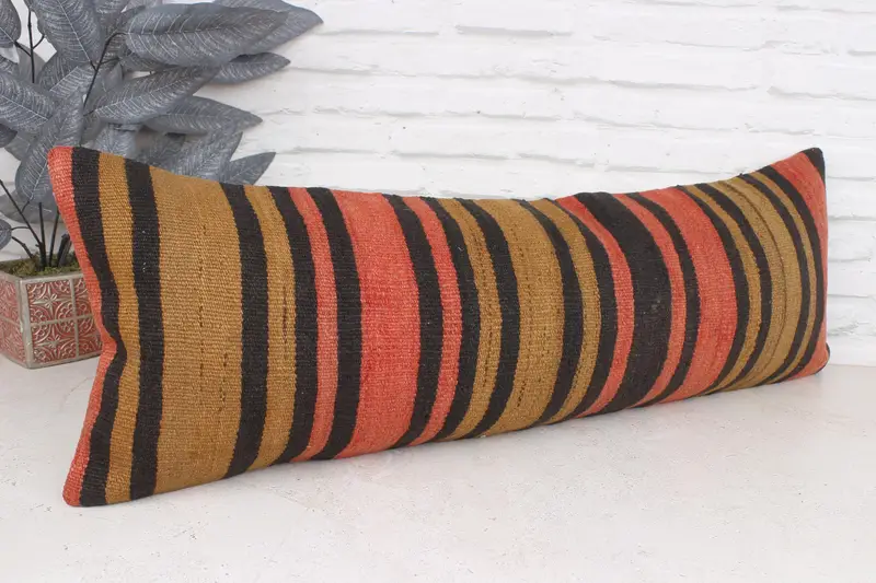 Pillow, Shabby Chic Pillow, Bed Pillow, Indoor Cushion, Vintage Pillow, 12x36 Brown Pillow, Vintage Kilim Pillow, Gift Pillow - 3