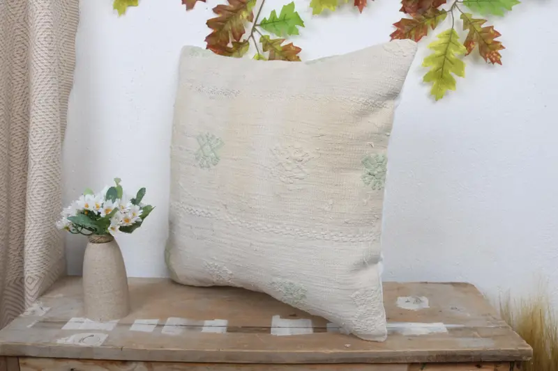 Home Decor Pillow, Yoga Pillow Case, 18x18 Beige Pillow Sham, Accent Throw Pillow Cover, Vintage Pillow, Interior Designer Pillow, Pillow - 4