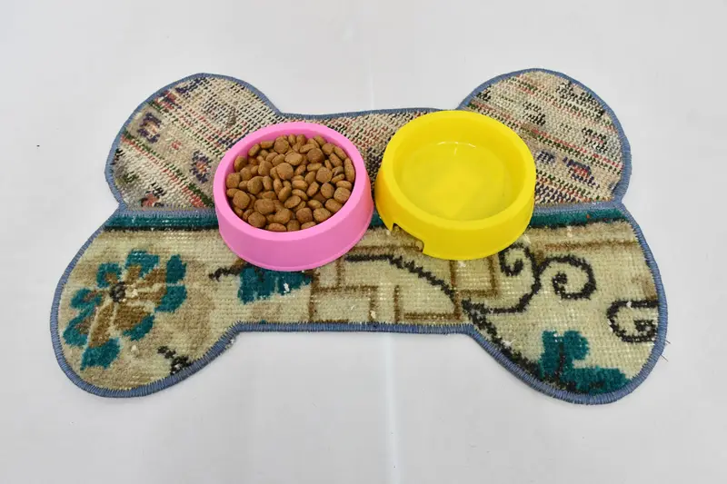 Köpük Dolgulu Orta Mavi ve Kahverengi Pamuklu Evcil Hayvan Matı, Evcil Hayvan Yastığı