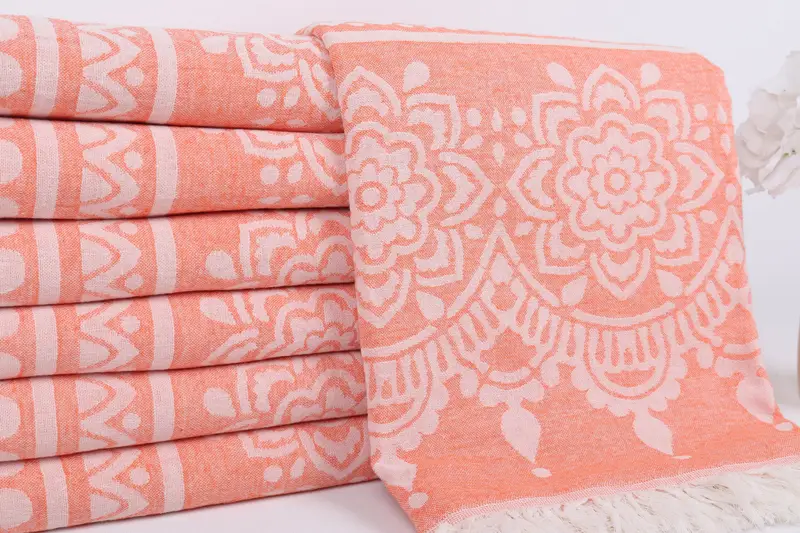 Bachelorette Party Favors, Hammam towel, Turkish beach towel, Girls Weekend Getaways Ideas, 74x36 Cotton Floral Patterned Towel, Engagement Gift - 3