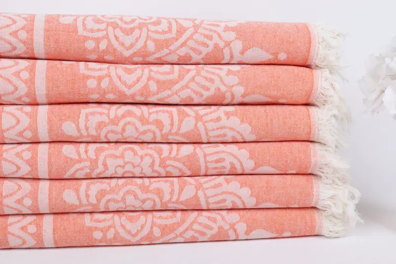 Bachelorette Party Favors, Hammam towel, Turkish beach towel, Girls Weekend Getaways Ideas, 74x36 Cotton Floral Patterned Towel, Engagement Gift - 4