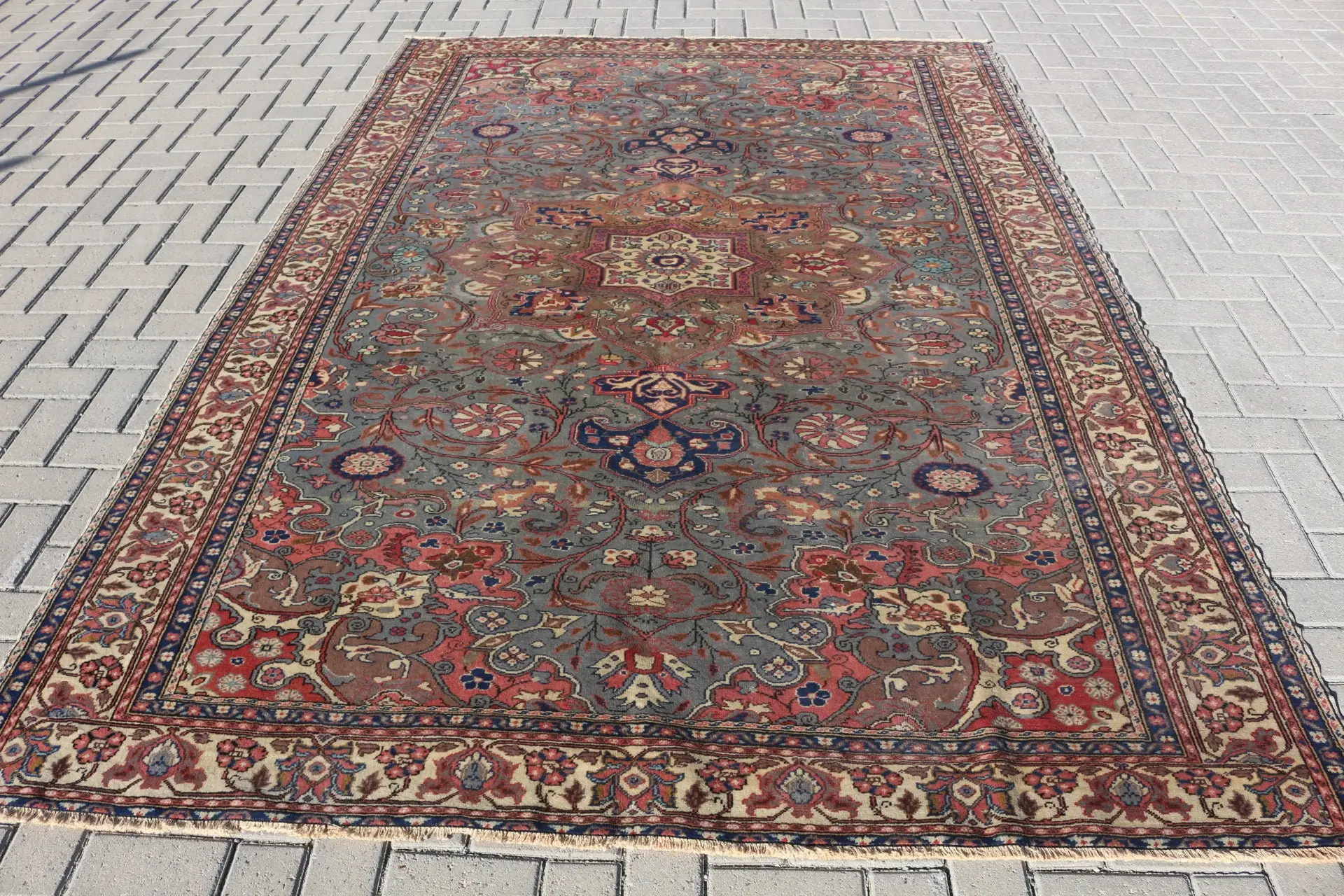 6.3x9.3 ft Rug, Turkish Rug, Vintage Red Wool Oriental Rug - 1