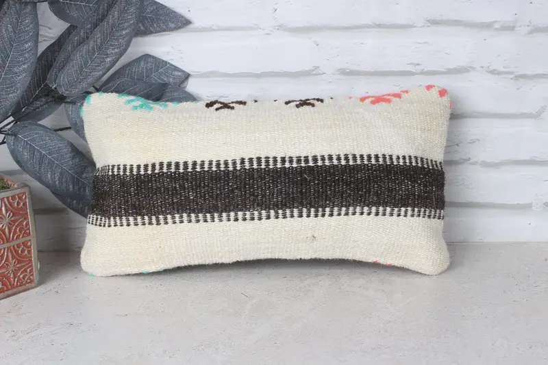 8x16 Beige Pillow Sham, Designer Throw Cushion, Boho Pillow Sham Cover, Custom Cushion, Ethnical Kilim Rug Pillow, Cushion, Turkish Pillow - 1