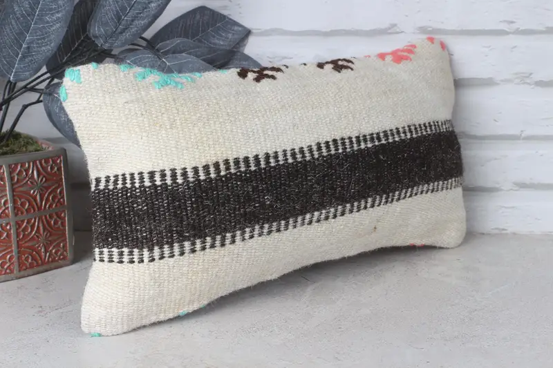 8x16 Beige Pillow Sham, Designer Throw Cushion, Boho Pillow Sham Cover, Custom Cushion, Ethnical Kilim Rug Pillow, Cushion, Turkish Pillow - 4