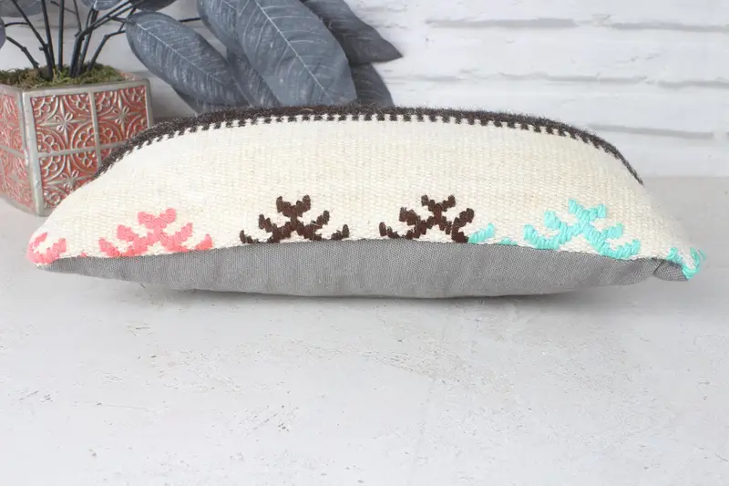 8x16 Beige Pillow Sham, Designer Throw Cushion, Boho Pillow Sham Cover, Custom Cushion, Ethnical Kilim Rug Pillow, Cushion, Turkish Pillow - 5