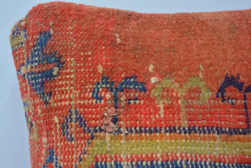 Handwoven Pillow Cover, Vintage Pillow, Pillow Sham, Vintage Kilim Throw Pillow, Kilim Pillow Cover, 12x12 Red Cushion Cover, Christmas Pillow Sham - 2