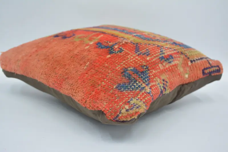 Handwoven Pillow Cover, Vintage Pillow, Pillow Sham, Vintage Kilim Throw Pillow, Kilim Pillow Cover, 12x12 Red Cushion Cover, Christmas Pillow Sham - 6