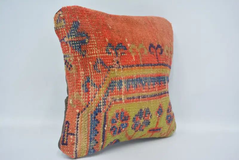 Handwoven Pillow Cover, Vintage Pillow, Pillow Sham, Vintage Kilim Throw Pillow, Kilim Pillow Cover, 12x12 Red Cushion Cover, Christmas Pillow Sham - 3