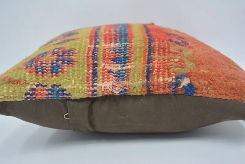 Handwoven Pillow Cover, Vintage Pillow, Pillow Sham, Vintage Kilim Throw Pillow, Kilim Pillow Cover, 12x12 Red Cushion Cover, Christmas Pillow Sham - 5