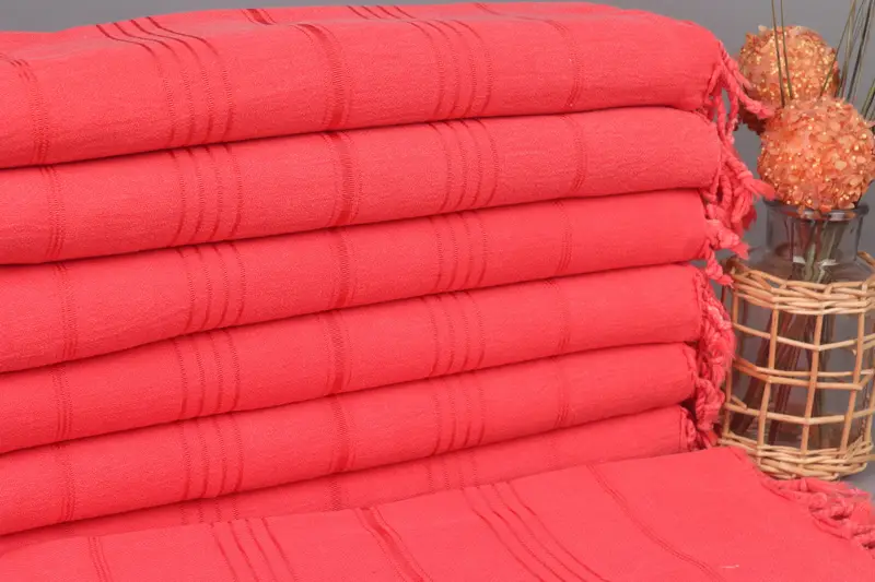 Bridesmaid Gift Monogram Beach Towel Red Striped, 36x63 Inches