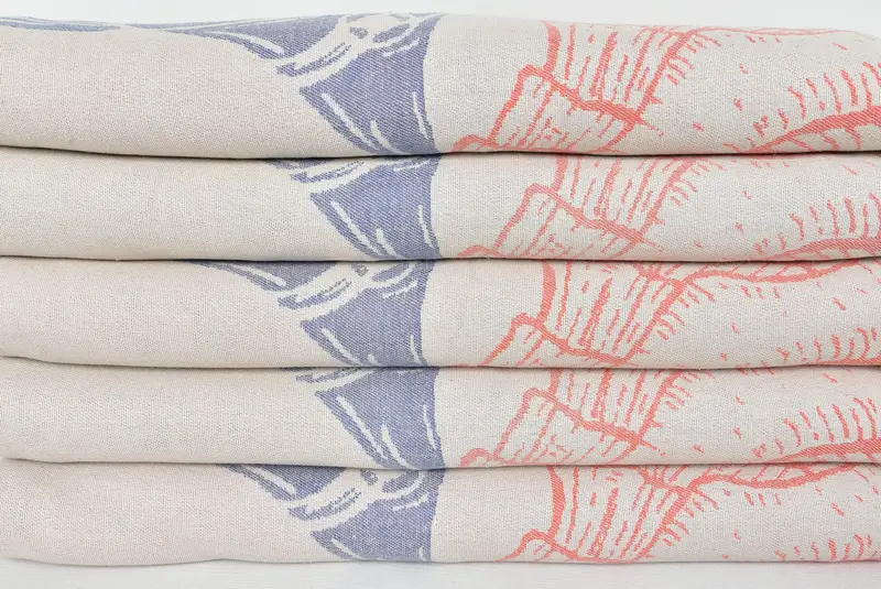 Organic Beach Blanket, Bachelorette Party Favors, Personalized Gifts, Woven Blanket, 88x64 Cotton Underwater Animals Design Towel, Wedding Gift - 2