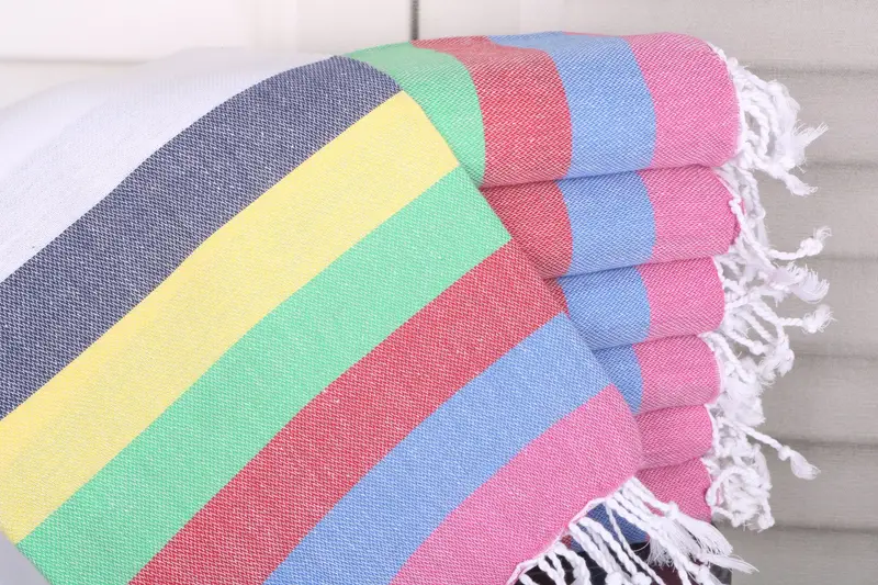 Striped Towel Organic Cotton Beige, Monogrammed Beach Towel, 40x71 Inches