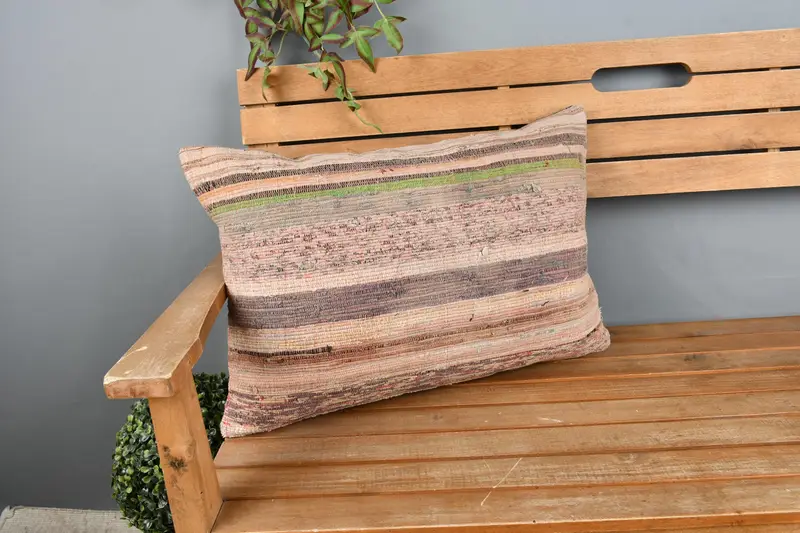 Colorful Cushion, Garden Cushion Case, Cushion Case, Ethnical Kilim Rug Pillow, Home Decor Pillow, Gift Pillow, 16x24 Beige Cushion - 1