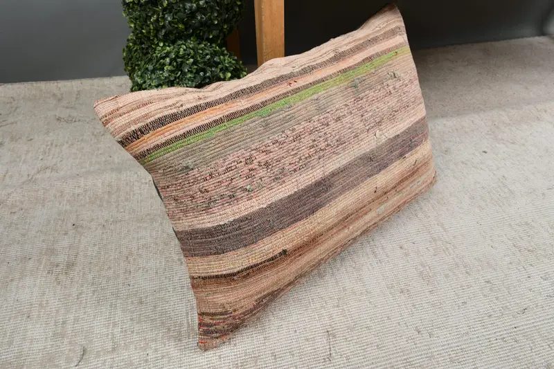 Colorful Cushion, Garden Cushion Case, Cushion Case, Ethnical Kilim Rug Pillow, Home Decor Pillow, Gift Pillow, 16x24 Beige Cushion - 7