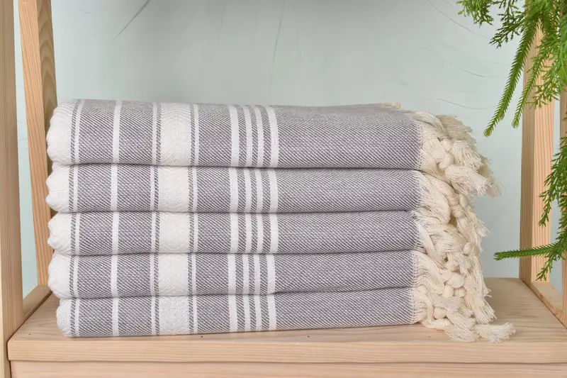 Fouta towel, Family Gift Basket, Bridal Party Gifts, Turkish beach towel with fringe, Luxury towel, Wedding Gift, 70x40 Cotton Herringbone Towel - 2