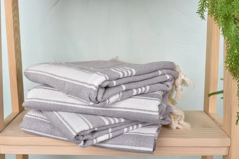 Fouta towel, Family Gift Basket, Bridal Party Gifts, Turkish beach towel with fringe, Luxury towel, Wedding Gift, 70x40 Cotton Herringbone Towel - 7