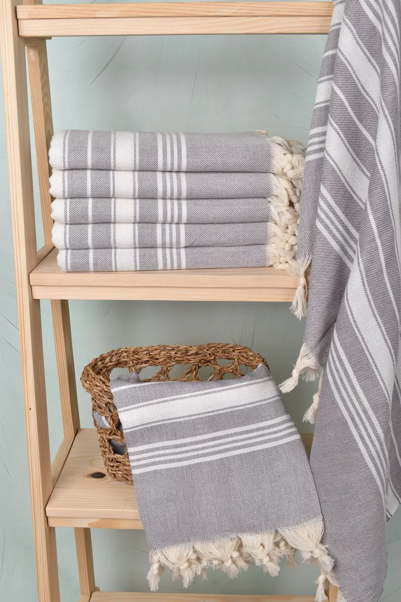 Fouta towel, Family Gift Basket, Bridal Party Gifts, Turkish beach towel with fringe, Luxury towel, Wedding Gift, 70x40 Cotton Herringbone Towel - 3