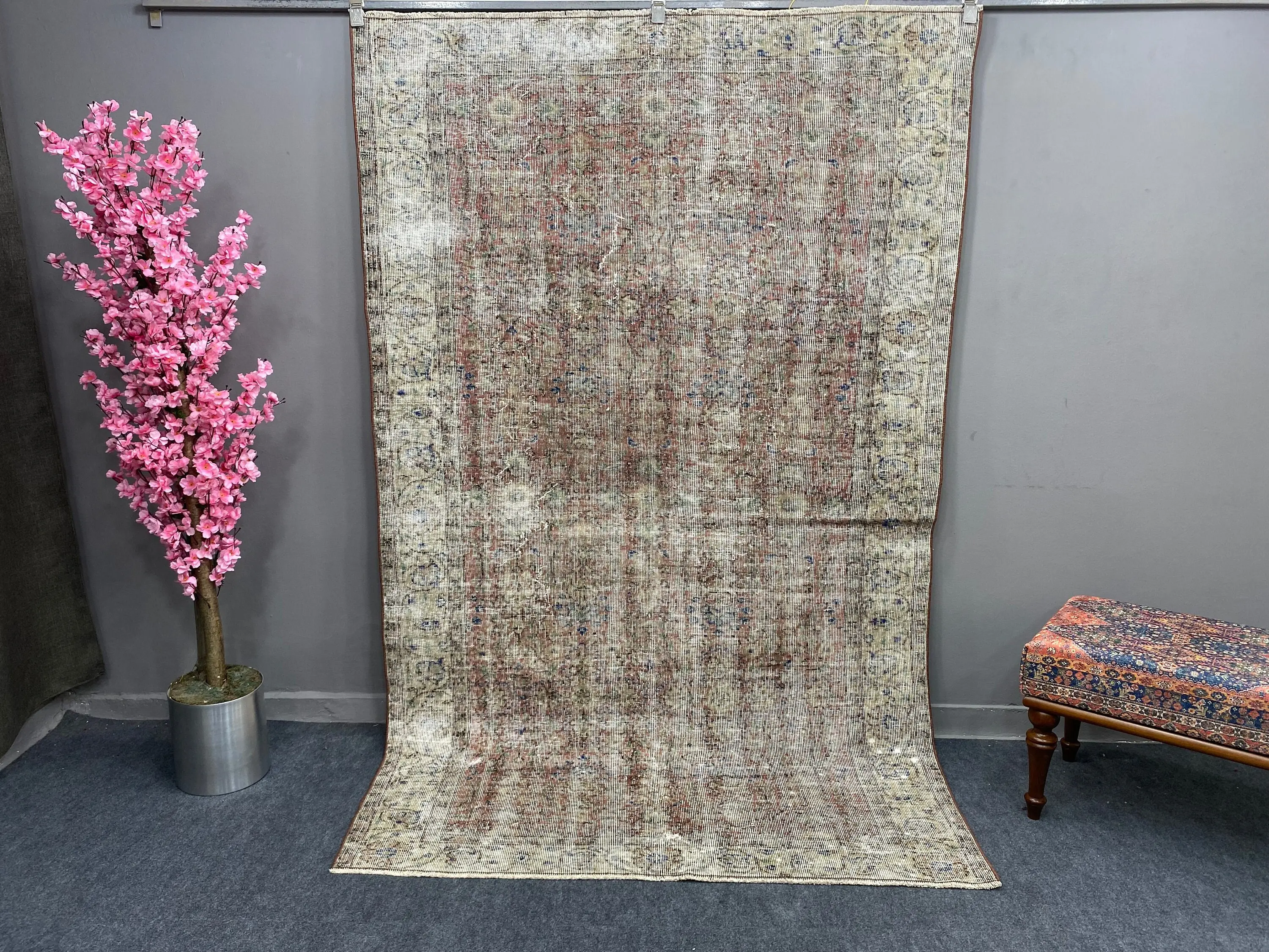 Vintage Büyük Halı, 5.1x8.2 ft Türk Halısı, Kahverengi Yün Halı - 1