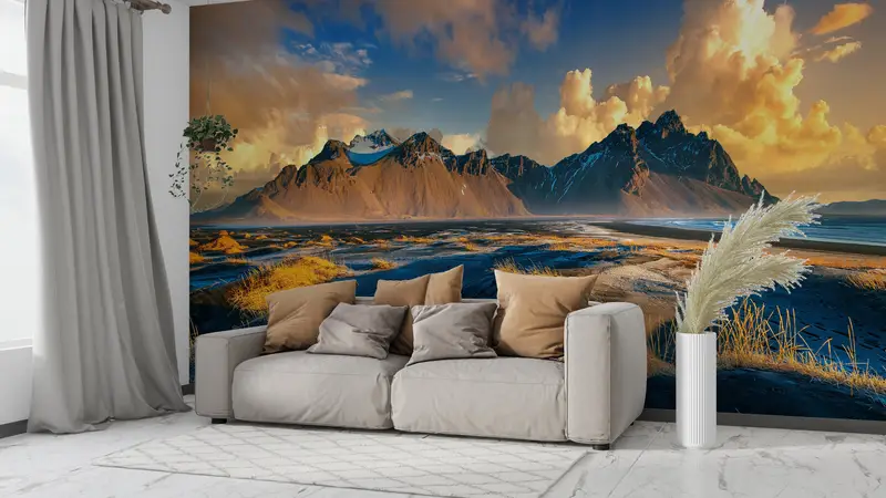 Landscape Wall Print, Modern Wall Paper, View Wall Poster, , Paper Wall Art, 3d Wall Paper, Beautiful Cloudy Wall Poster, - 4