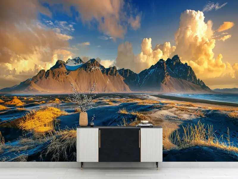 Landscape Wall Print, Modern Wall Paper, View Wall Poster, , Paper Wall Art, 3d Wall Paper, Beautiful Cloudy Wall Poster, - 3