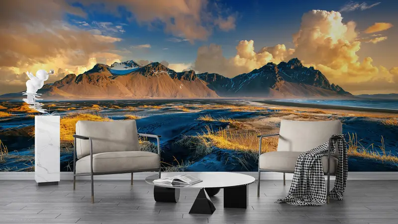 Landscape Wall Print, Modern Wall Paper, View Wall Poster, , Paper Wall Art, 3d Wall Paper, Beautiful Cloudy Wall Poster, - 5