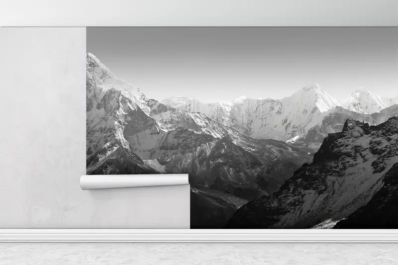 3d Wall Paper,Modern Wall Paper,Everest Base Camp,Wall Paper Peel and Stick,Himalaya Wall Mural,Mountain Landscape Wall Art, - 1