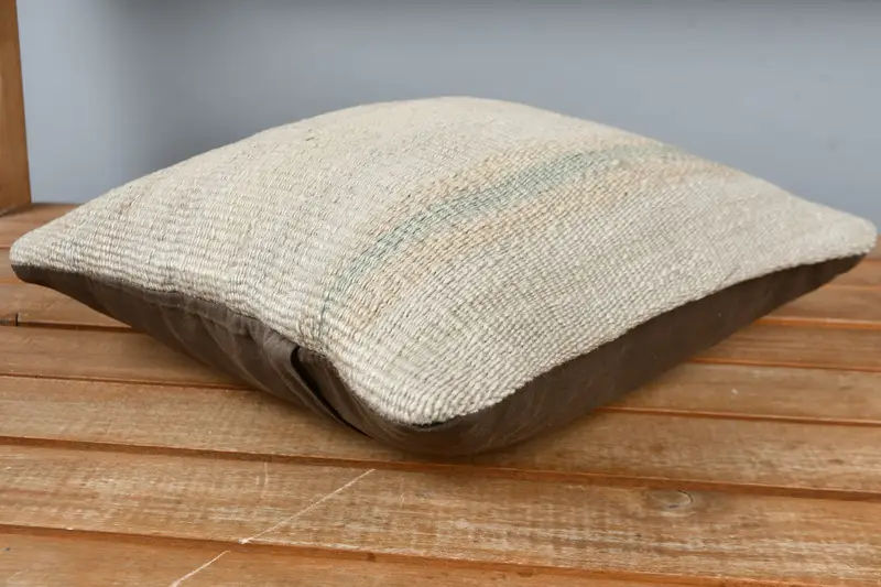 Yoga Cushion Case, Cushion Case, Antique Pillows, Handmade Kilim Cushion, Ethnical Kilim Rug Pillow, 12x12 Beige Cushion Case - 3