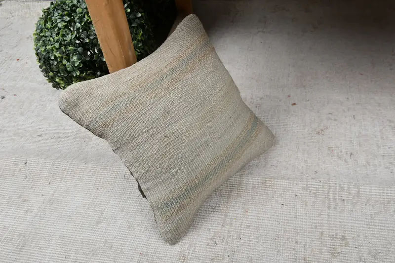Yoga Cushion Case, Cushion Case, Antique Pillows, Handmade Kilim Cushion, Ethnical Kilim Rug Pillow, 12x12 Beige Cushion Case - 7