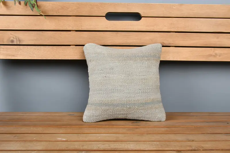 Yoga Cushion Case, Cushion Case, Antique Pillows, Handmade Kilim Cushion, Ethnical Kilim Rug Pillow, 12x12 Beige Cushion Case - 6