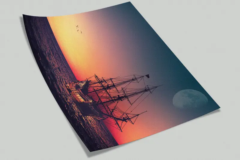 Boat Wall Poster, 3d Wall Paper, Moon Landscape Wall Decor, Bright Wall Paper, , Moon Wall Print, Modern Wall Paper, Landscape Mural, - 7